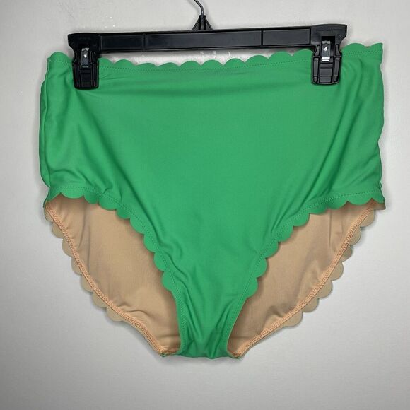 J CREW Womens High-Rise Scalloped Bikini Bottom NEW Kelly Green BF044 Sz Large L - Picture 5 of 14
